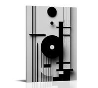 XMHMYHZJ Poster da parete in stile Art Deco fatto di linee, forme e oggetti rotondi su una parete bianca, decorazione moderna da appendere, 50 x 75 cm