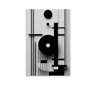 XMHMYHZJ Poster da parete in stile Art Deco fatto di linee, forme e oggetti rotondi su una parete bianca, decorazione moderna da appendere, 50 x 75 cm
