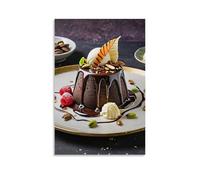 XMHMYHZJ Poster decorativo da parete con torte al cioccolato con panna fusa, gelato montato e cher, decorazione artistica da parete, poster artistico da appendere, 40 x 60 cm