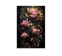 XMHMYHZJ Poster decorativo da parete con una bella rosa luminosa, decorazione artistica da parete, decorazione moderna, poster artistico da appendere, 60 x 90 cm