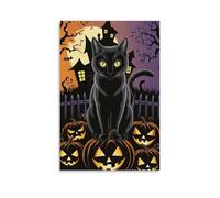 XMHMYHZJ Poster di Halloween con un gatto seduto su teste di zucca decorazione moderna da appendere poster artistico da appendere 30 x 45 cm