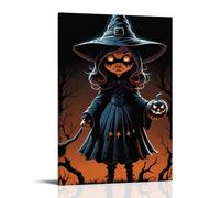 XMHMYHZJ Poster di Halloween con una paura che indossa una strega nel bosco, decorazione artistica da parete, decorazione moderna da appendere, 50 x 75 cm