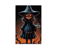 XMHMYHZJ Poster di Halloween con una paura che indossa una strega nel bosco, decorazione artistica da parete, decorazione moderna da appendere, 50 x 75 cm