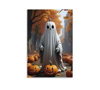 XMHMYHZJ Poster di Halloween di fantasma con volto luminoso sulla strada, decorazione artistica da parete, decorazione moderna, poster artistico da appendere, 60 x 90 cm