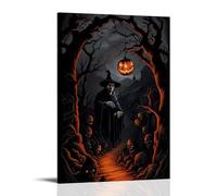 XMHMYHZJ Poster di Halloween di un mago circondato dall'albero spettrale, decorazione artistica da parete, decorazione moderna da appendere, 40 x 60 cm