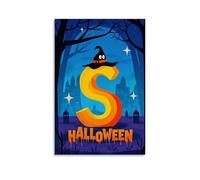XMHMYHZJ Poster di Halloween di una lettera S coperta di lettere colorate con zucche, decorazione artistica da parete, decorazione moderna da appendere, 30 x 45 cm