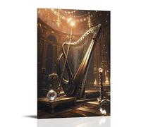 XMHMYHZJ Poster musicale di due grandi pezzi di legno sul palco in una stanza ornata, decorazione artistica da parete, decorazione moderna, poster artistico da appendere, 40 x 60 cm