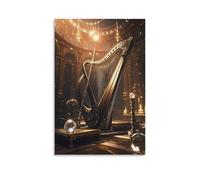 XMHMYHZJ Poster musicale di due grandi pezzi di legno sul palco in una stanza ornata, decorazione artistica da parete, decorazione moderna, poster artistico da appendere, 50 x 75 cm