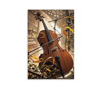 XMHMYHZJ Poster musicale di un violino e uno strumento davanti a molte decorazioni, decorazione artistica da parete, decorazione moderna da appendere, 50 x 75 cm
