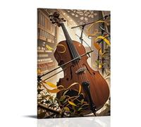 XMHMYHZJ Poster musicale di un violino e uno strumento davanti a molte decorazioni, decorazione artistica da parete, decorazione moderna da appendere, 20 x 30 cm