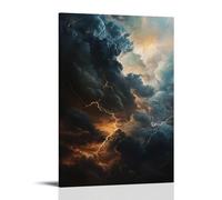 XMHMYHZJ Stampa artistica da parete con nuvole scure e strisce di fulmini con il potere di un temporale, decorazione moderna da appendere, 20 x 30 cm