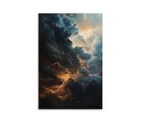 XMHMYHZJ Stampa artistica da parete con nuvole scure e strisce di fulmini con il potere di un temporale, decorazione moderna da appendere, 20 x 30 cm