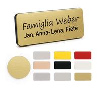 XMHome Targa personalizzata 1 pezzo per cassetta postale o campanello, adatta anche a ufficio, incisione laser resistente, nome & simbolo, vari colori, MADE IN GERMANY