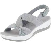 XMHSSFF Sandali ortopedici da donna, comodi, con zeppa, con supporto per l'arco plantare, sandali estivi casual da spiaggia all'aperto per passeggiate sportive a piedi nudi, Grigio, 37.5 EU