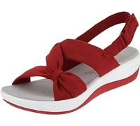 XMHSSFF Sandali ortopedici da donna, comodi, con zeppa, con supporto per l'arco plantare, sandali estivi casual da spiaggia all'aperto per passeggiate sportive a piedi nudi, Rosso, 38.5 EU