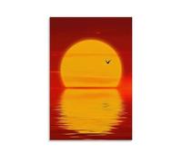 XMHYHMY Poster artistico con tramonto con sole sopra la parte superiore, decorazione artistica da parete, decorazione moderna, poster artistico da appendere, 60 x 90 cm