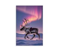 XMHYHMY Poster con animali, tundra, renna e aurora, decorazione moderna da appendere, 20 x 30 cm