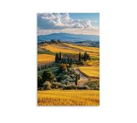 XMHYHMY Poster da appendere con vista panoramica sulla Toscana con campi dorati e ville, decorazione moderna, 30 x 45 cm