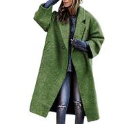 Xmiral 2023 Nuovo Cappotto Lungo in Lana Stampato con Risvolto a Maniche Lunghe da Donna Autunno Europeo e Americano Tutta Eleganti (Green-B, M)