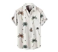 Xmiral Camicetta Camicia Top Uomo Camicia Casual Stampata Manica Corta Colletto rovesciato Monopetto (3XL,Bianco-8)