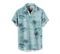 Xmiral Camicetta Camicia Top Uomo Camicia Casual Stampata Manica Corta Colletto rovesciato Monopetto (L,Marina Militare-8)
