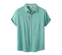Xmiral Camicetta Camicia Top Uomo Casual Hawaii Stampata Camicia Manica Corta Monopetto Colletto Turn-Down Camicia (M,Verde-14)