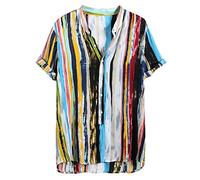 Xmiral Camicia Camicetta Uomo Larghe con Orlo Arrotondato Manica Corta Multi Colore grumo (L,20- Multicolore)