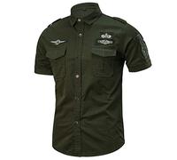 Xmiral Camicia da Uomo Maniche Corte Slim Fit Estiva Stile Polo Magliette Larghe Manica Corta Modo Casuale (M,10- Army Green)
