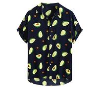 Xmiral Camicia Hawaiana da Uomo | M - 3XL | Maniche Corte | Stampa Hawaiana | Stampa Avocado (M,11- Nero)
