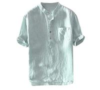 Xmiral Camicia Hawaiana Manica Corta Maglietta con Taschino a Maniche Corte a Righe Larghe Uomo #20230522