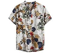 Xmiral Camicia Uomo Slim Fit Camicia Hawaiana Uomo Uomo Button Down Shortsleeve Uomo Camicie Uomo Maniche Corte Camicia Jeans Uomo (L,21Bianca)