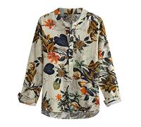 Xmiral Camicie Uomo Maglia A Maniche Lunghe,Slim,Fit,Originale Camicia con Bottoni Elegante Stampato Floreale (L,1Giallo)