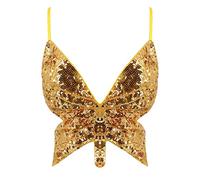 Xmiral Canotta Costume Completi Donna Sparkly Paillettes Crop Top Fasciatura Reggiseno Danza del Ventre (Taglia Unica,B-B)