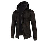 Xmiral Cardigan Uomo con Zip Lana e Cashmere Maglione Maglione con cappuccio da uomo invernale a maniche lunghe più giacca cardigan in velluto (XXL,3Caffè)