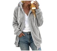 Xmiral Donna Giacca Cappotto Moda Manica Lunga con Cappuccio Bottone con Tasca (Grey-c, M)