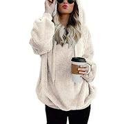 Xmiral Felpa con Cappuccio Cappotto Capispalla Cappotto Donna Inverno Caldo Lana Tasche con Cerniera Cotone (XL,4Beige)