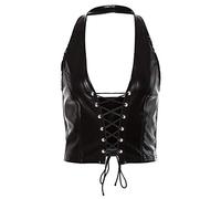 Xmiral Intimo Donna Pelle Indumenti da Notte Intimo Giacca con Cinturini Artificiale (S,3Nero)