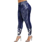 Xmiral Leggings Yoga Donna Stampata Fitness Running Gym Pantaloni Sportivi Elasticizzati Pantaloni (4XL,5Marina Militare)
