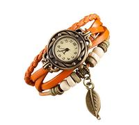Xmiral Orologio da Donna Tavolino da donna con bracciale avvolto in foglia d'epoca arancia taglia unica