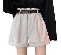 Xmiral Pantaloncini tascabili morbidi Pantaloni alti in velluto a coste da donna larghi con vita plissettata casual super Completo Maglietta E Pantaloncini