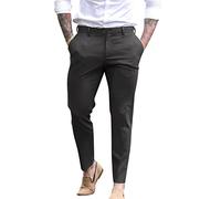 Xmiral Pantaloni da Abito Slim Fit Uomo Pantalone in Classico Vintage Elegante Tasca con Cerniera Casual (Dark Gray, M)