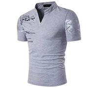 Xmiral Polo, Maglia a Maniche Corte per Uomo, Design Sportivo Scollo a V Aderente Muscle Casual (L,2Grigio)