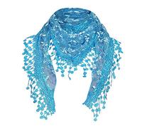 Xmiral Sciarpa Donna,Scarf Donna Foulard Donna Moda Nappa Jacquard Sciarpa Scialle di Grandi Dimensioni Stile Sciarpa in pizzo a triangolo Etnico Taglia unica cielo blu