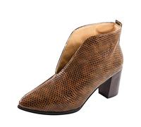 Xmiral Stivaletti da donna Stivaletti con tacco impilati Stivaletti corti in pelle alla moda (37,Marrone-2)