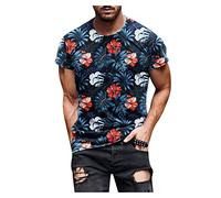 Xmiral T-Shirt da Uomo a Maniche Corte Casual Girocollo con Stampa Floreale 3D da Uomo