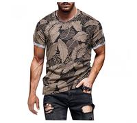 Xmiral T-Shirt da Uomo Casual con Collo Alto e Stampa Camouflage (XL,2Grigio)