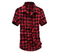 Xmiral Uomo Camicia Originale Slim Fit Maniche Corte Camicie Moda Men Shirts XXL Rosso