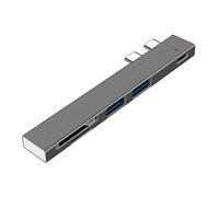 Xmiral USB C HUB Dock Adattatore Doppio Tipo C con Caricatore PD USB Slot SD/TF per PC (130 x 21 x 7mm,Grigio)