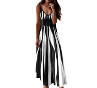 Xmiral Vestito Cocktail Abito Ampio da Donna con Abito Stampato a Blocchi di Colore (Black, M)
