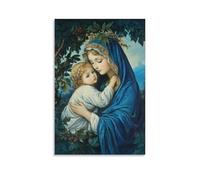 XMJHHMHZ Christianity: Madonna col Bambino - Celeste tenerezza nel Rinascimento blu decorazione murale murale decorazione moderna artistica da appendere poster 40 x 60 cm